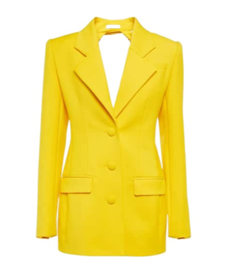 Area Embellished Wool Blazer Minidress In Yellow