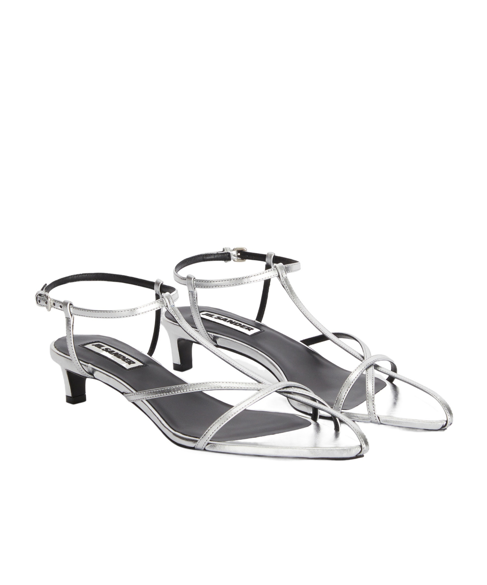 Jil Sander Metallic Kitten T-strap Sandals In White
