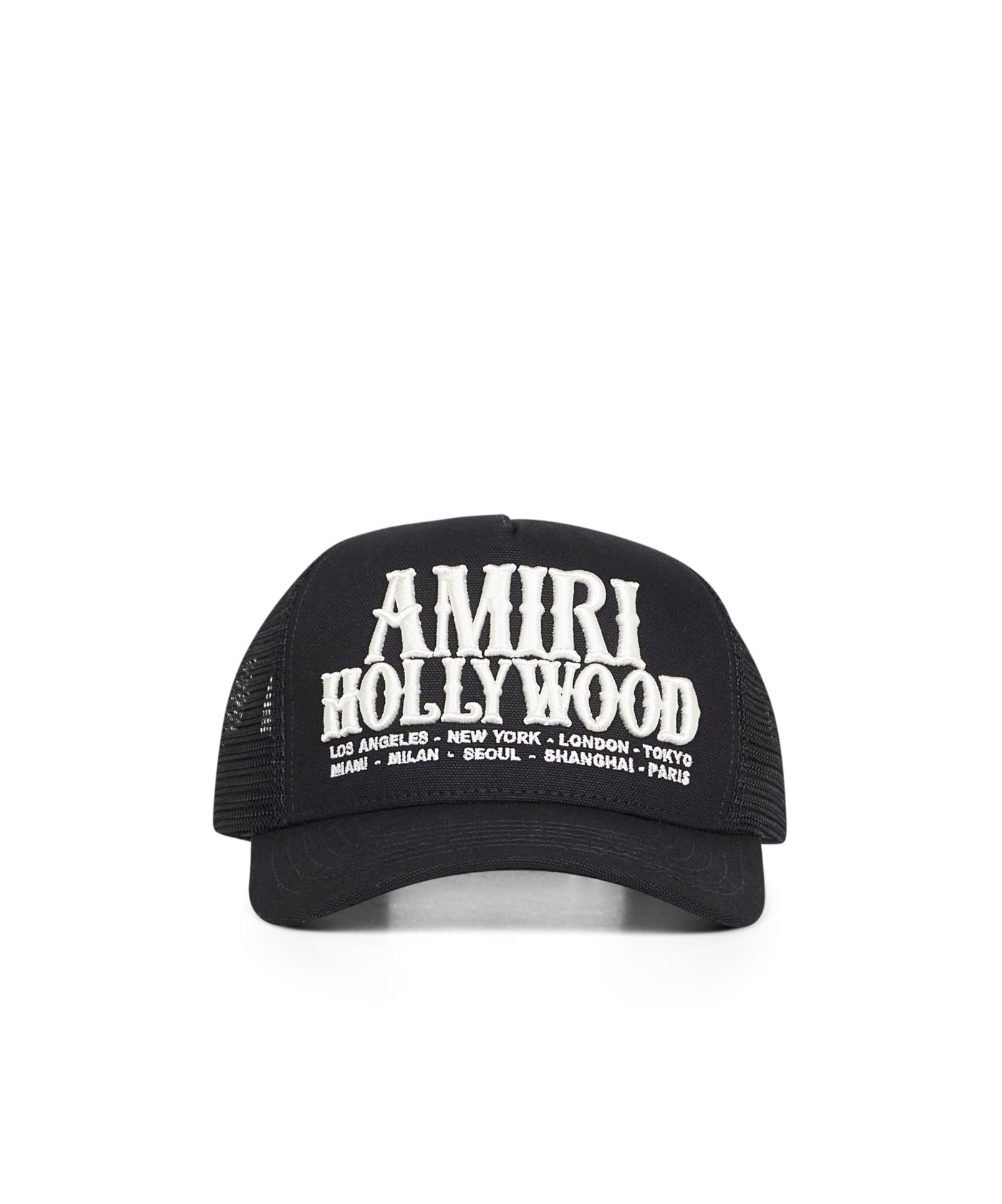 Amiri Mens Black Hollywood Adjustable Cotton Trucker Hat In Black