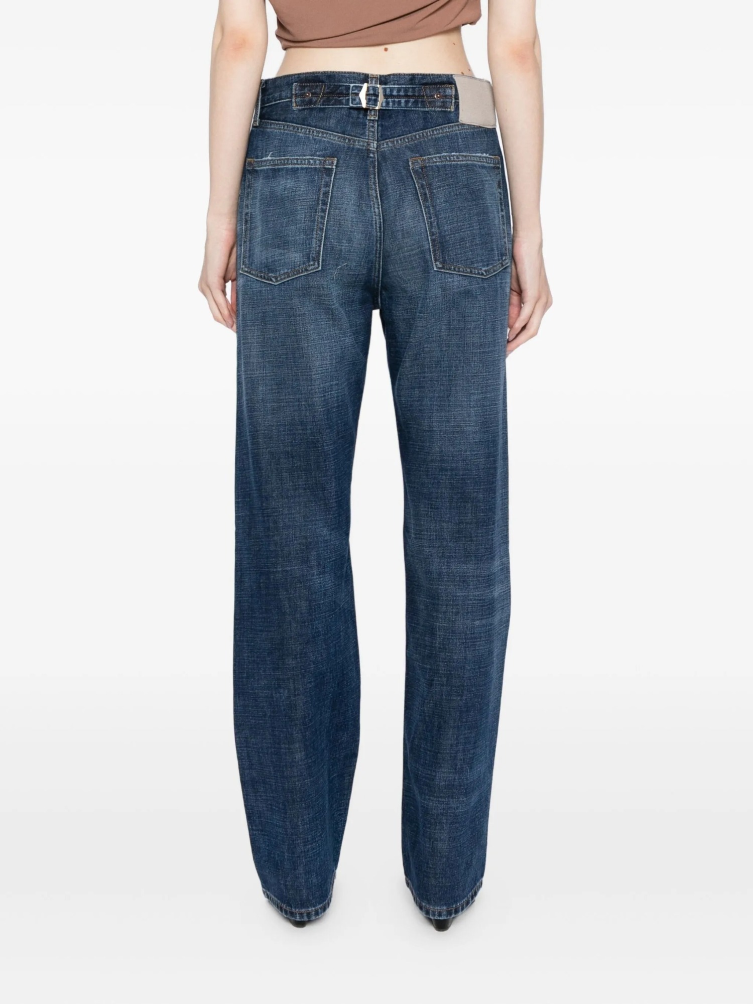 Aya Muse Straight Jeans With Buckle Clothing In Blue