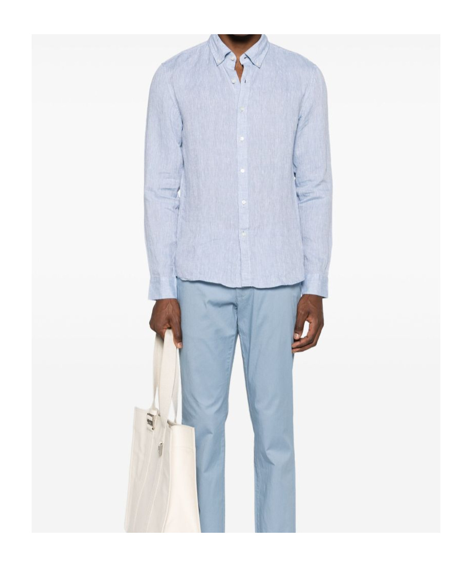 Michael Kors Linen Chambray Button-down Collar Shirt In Blue