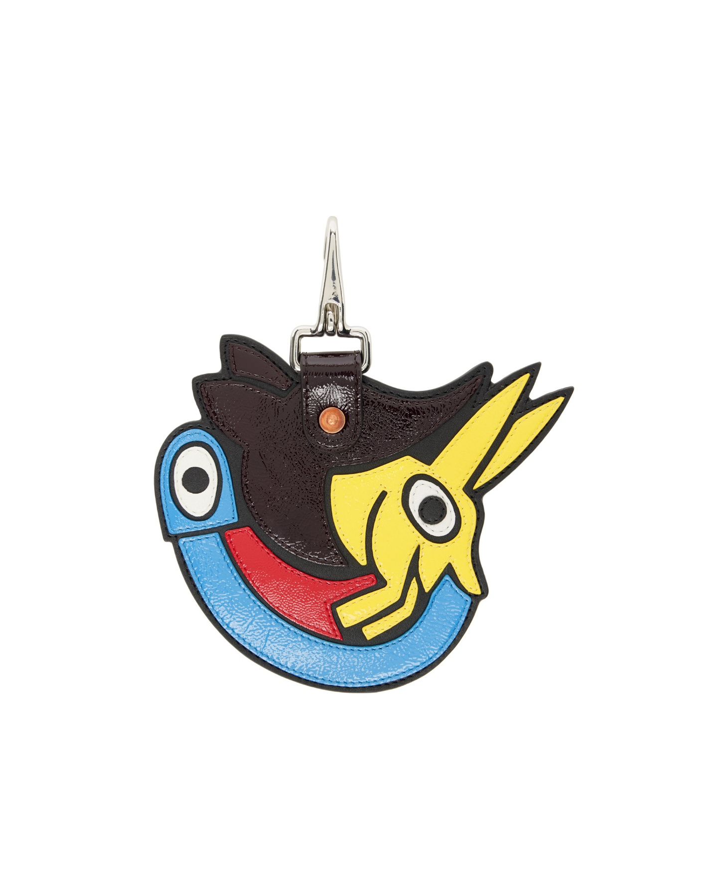 Walter Van Beirendonck Rabbit Charm Leather Keychain In Black