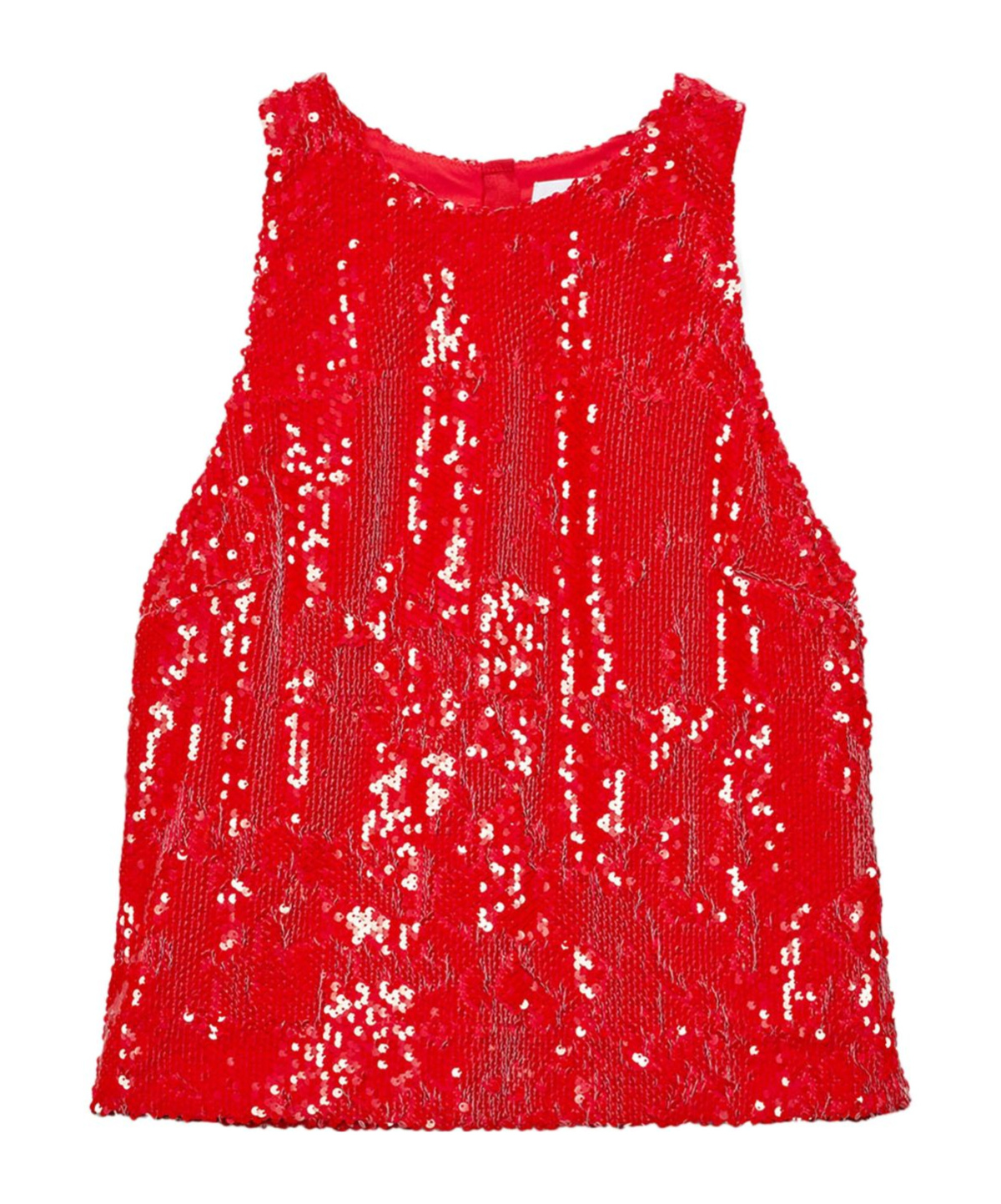 Msgm Cardinal Red Sequin-embellished Sleeveless Top In Red