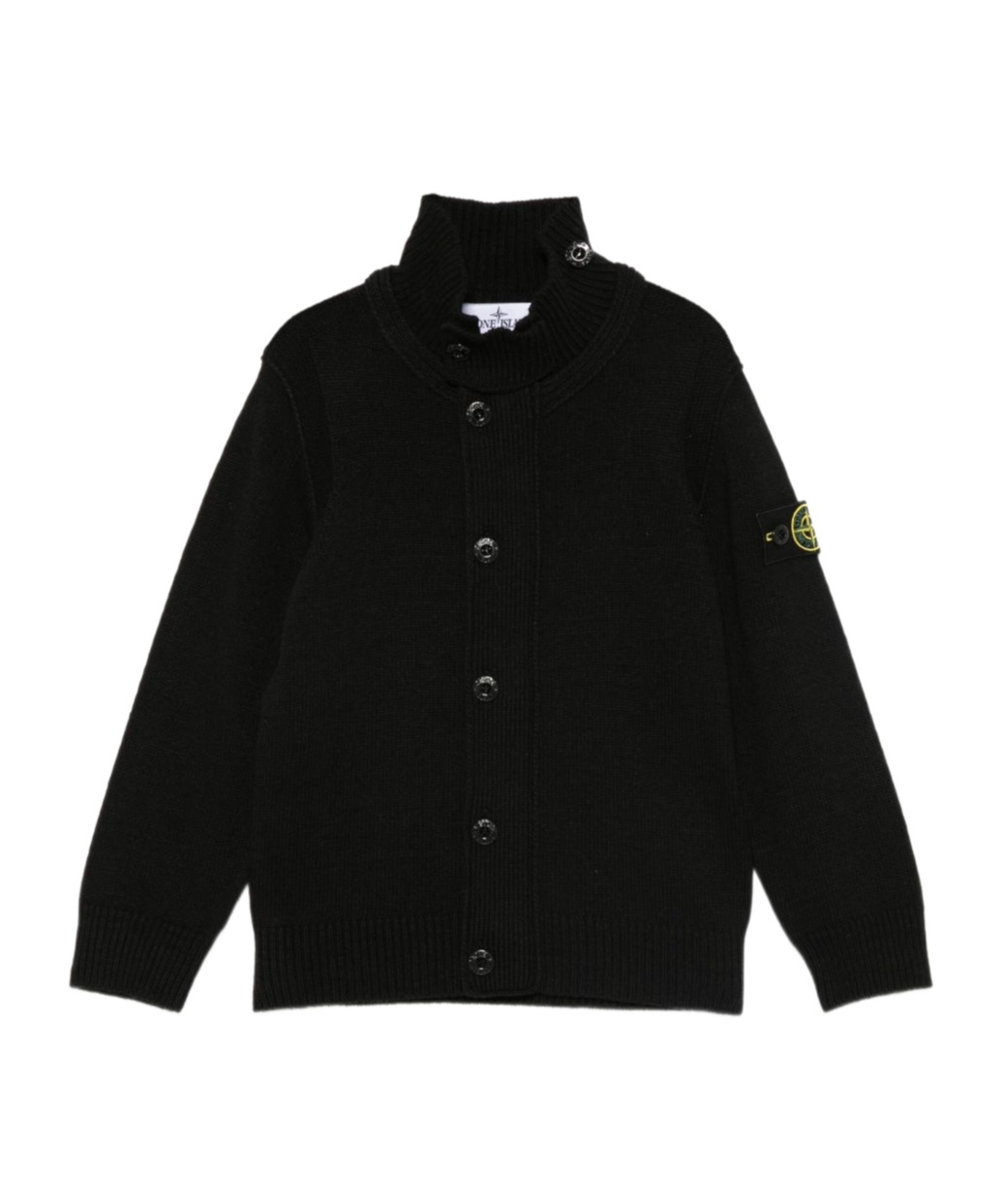 Stone Island High-neck Button Cardigan In Black