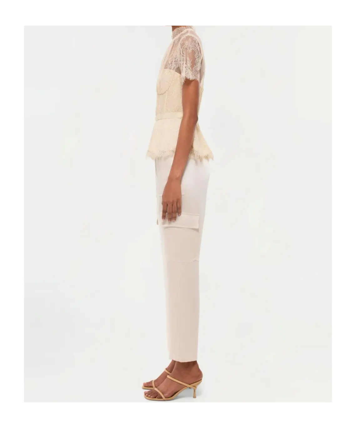 Simkhai Lace Short-sleeved Blouse In Brown