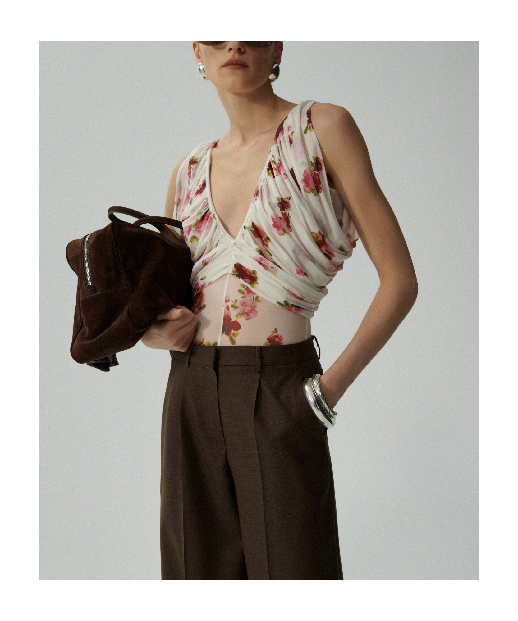 Magda Butrym Printed Knitted Jumpsuit In White