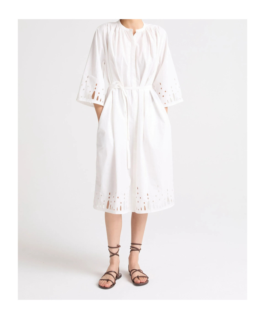 Yves Salomon Poplin Midi Dress In White