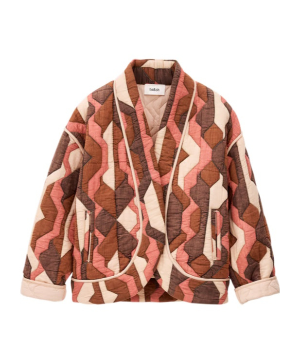 Bash Quilted Printed Jacket In Brown