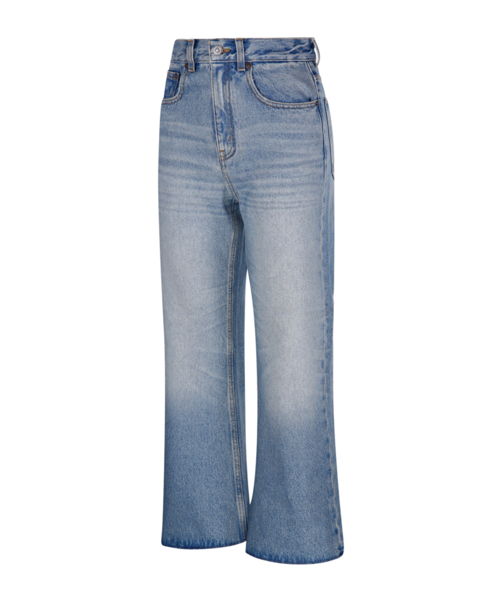 Victoria Beckham Wide Leg Cropped Jeans In Blue