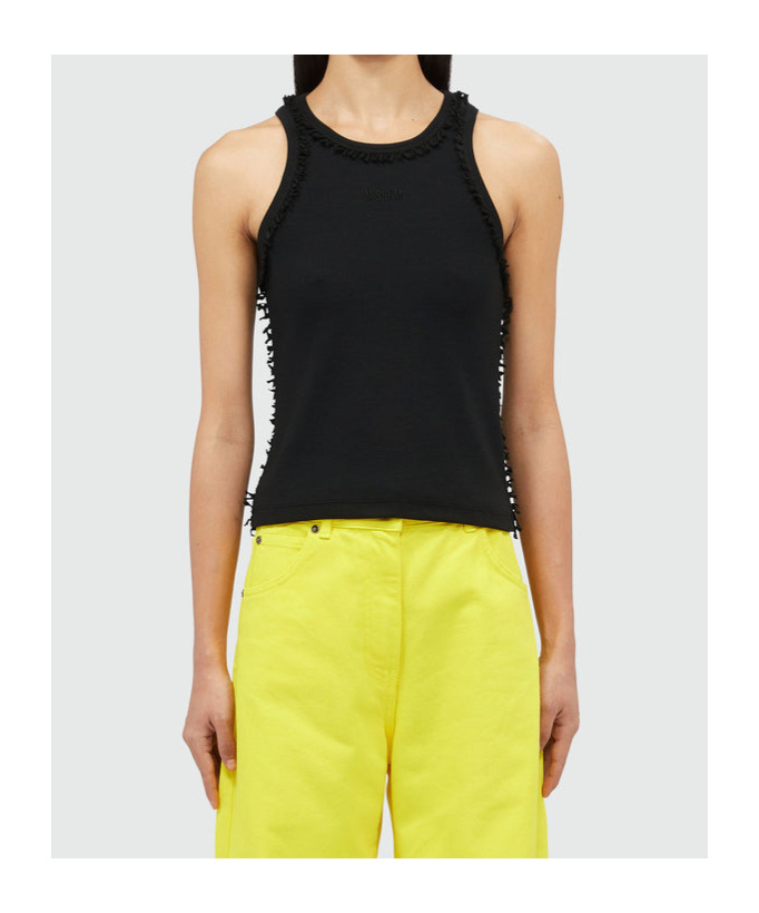 Msgm Logo-embroidered Tank Top In Black