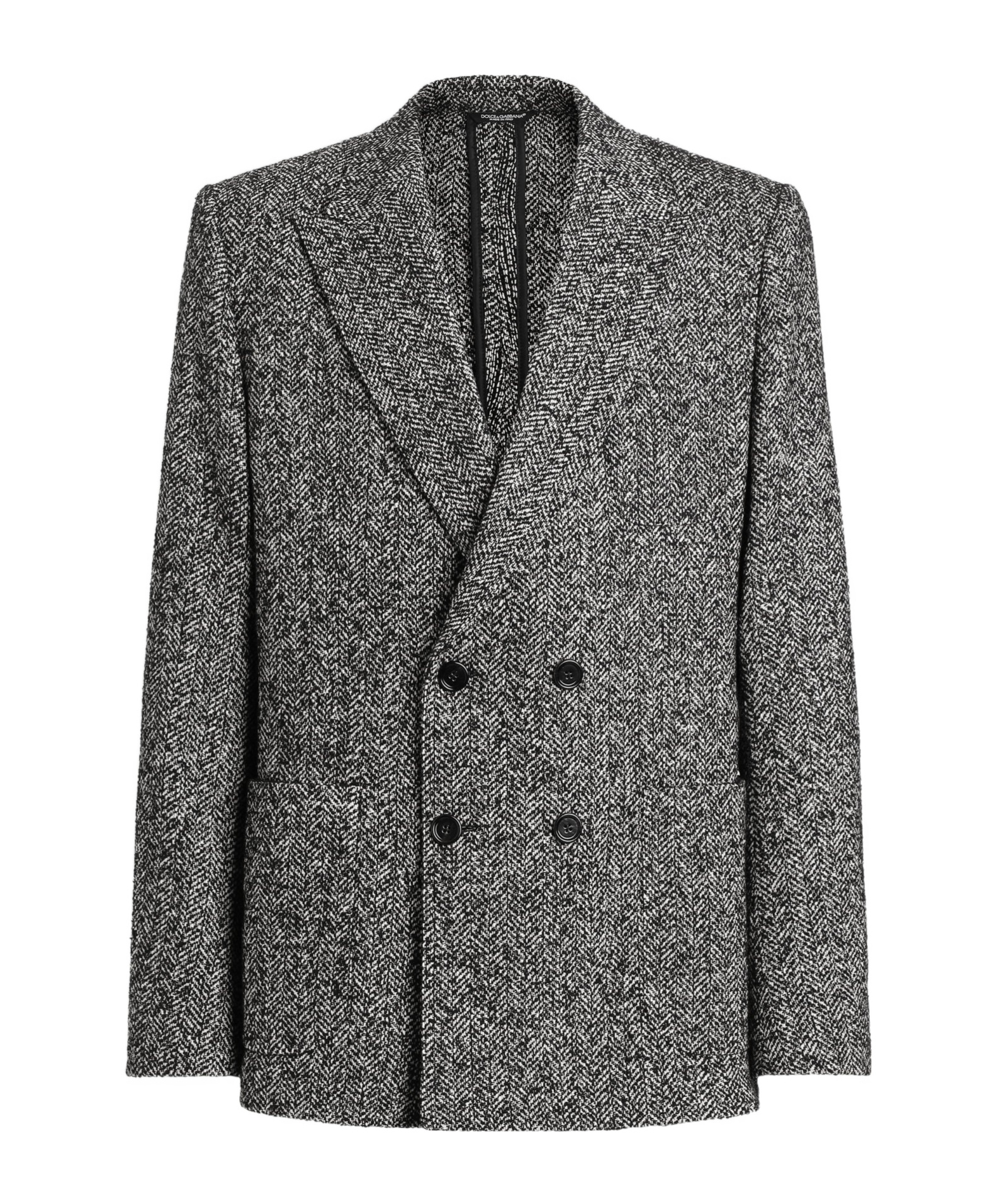 Dolce & Gabbana Portofino Double-breasted Jacket With Chevron Pattern In Gray
