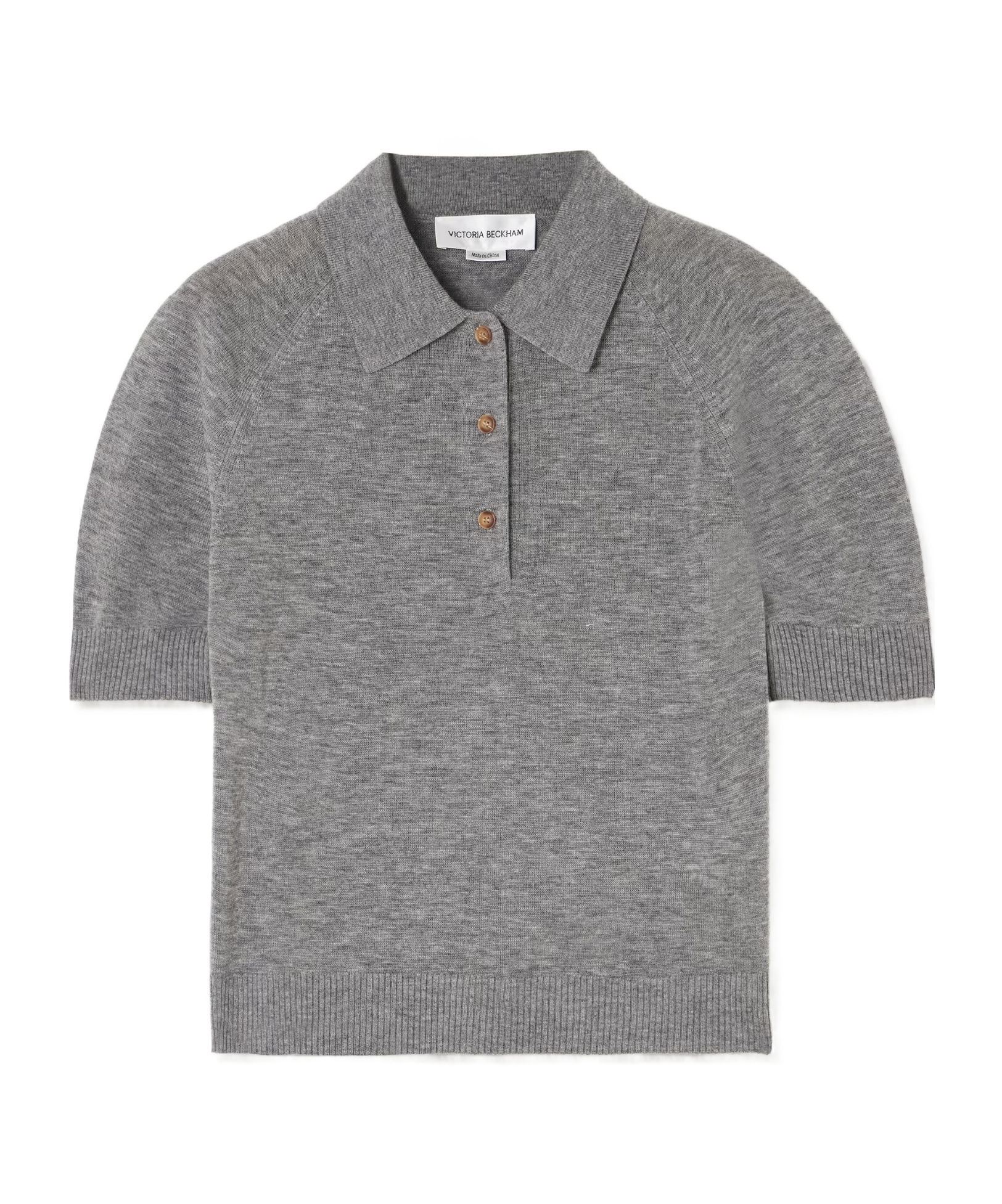 Victoria Beckham Wool Polo Shirt In Gray