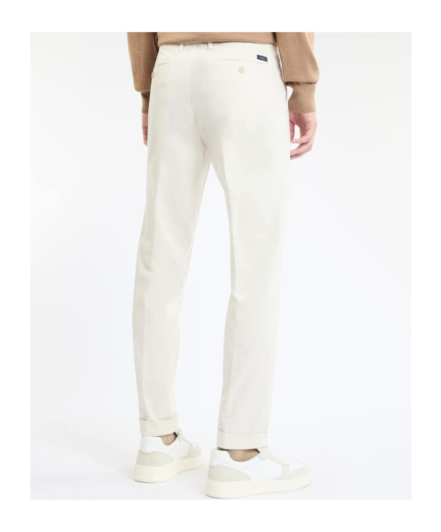 Fay Belt-loop Casual Pants In White