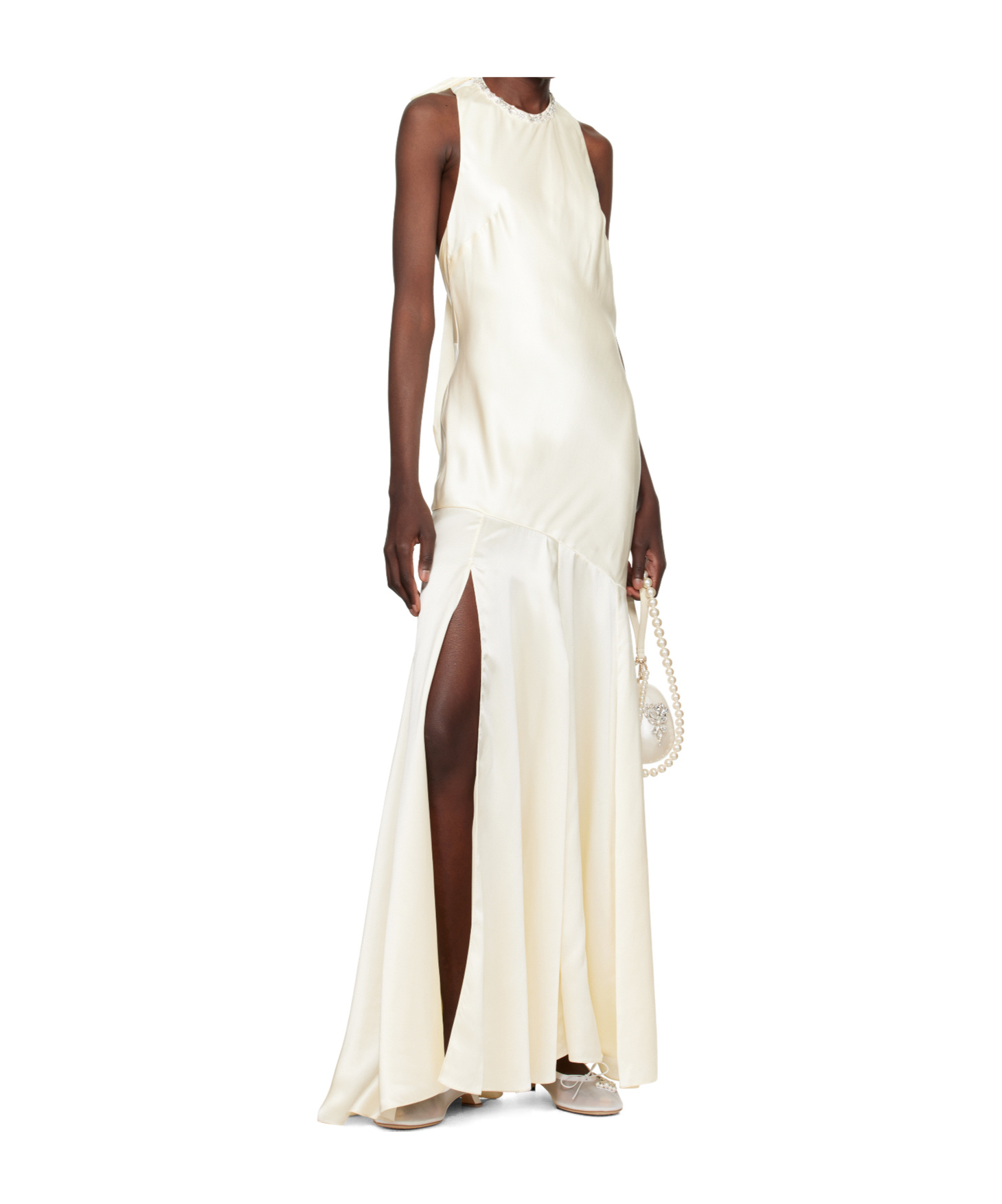 Simone Rocha Bridal Collection Silk Satin Bow Dress In Neutral