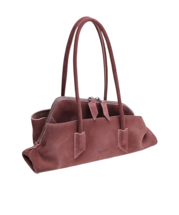 Attico Pink Suede La Passeggiata Small Bag In Pink