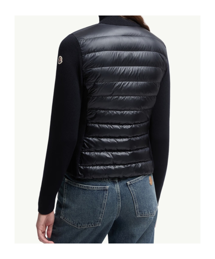 Moncler Women Nylon Down Jacket With Virgin Wool Inserts In Black