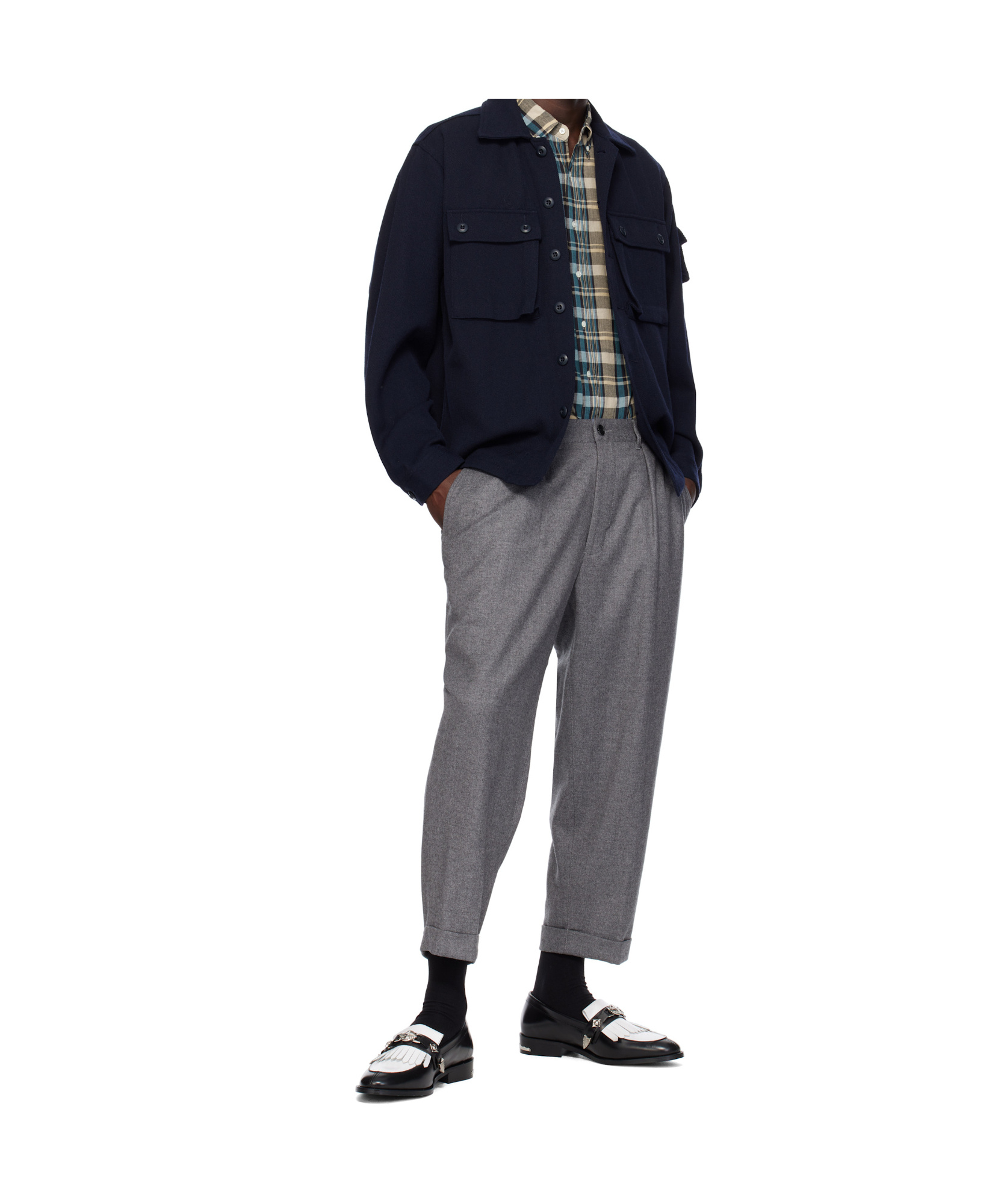 Toga Virilis Plaque-detailing Two-tone Loafers In Black