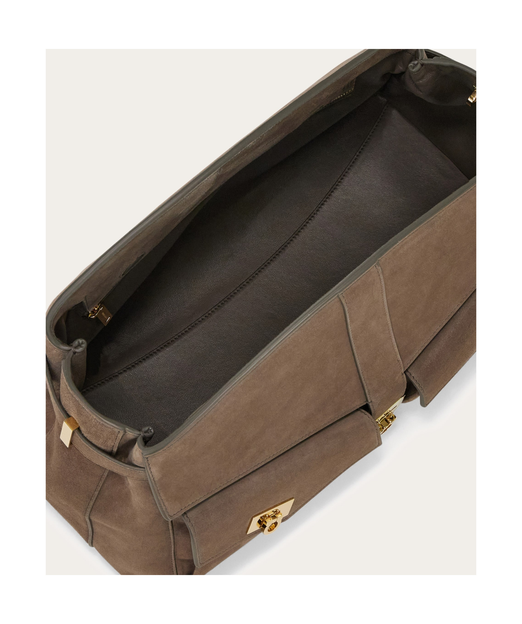 Ferragamo Large Hug Clutch Bag In Cement