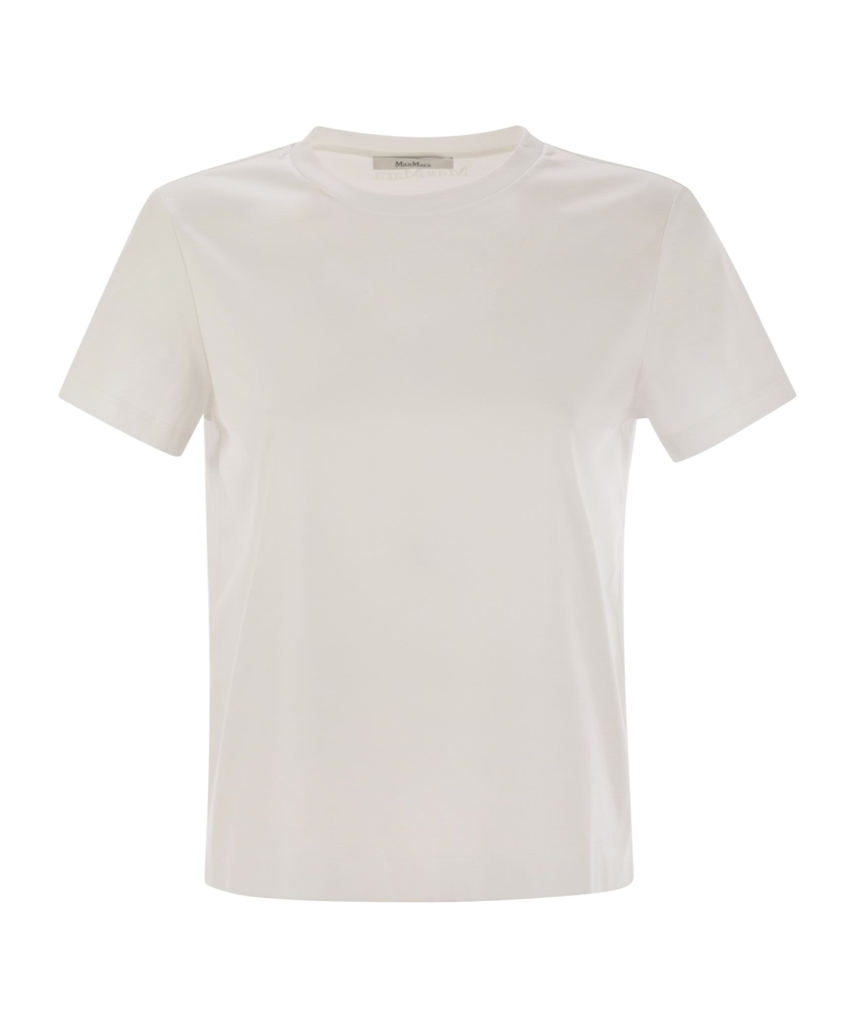 Max Mara Logo Embroidered Crewneck T-shirt In White