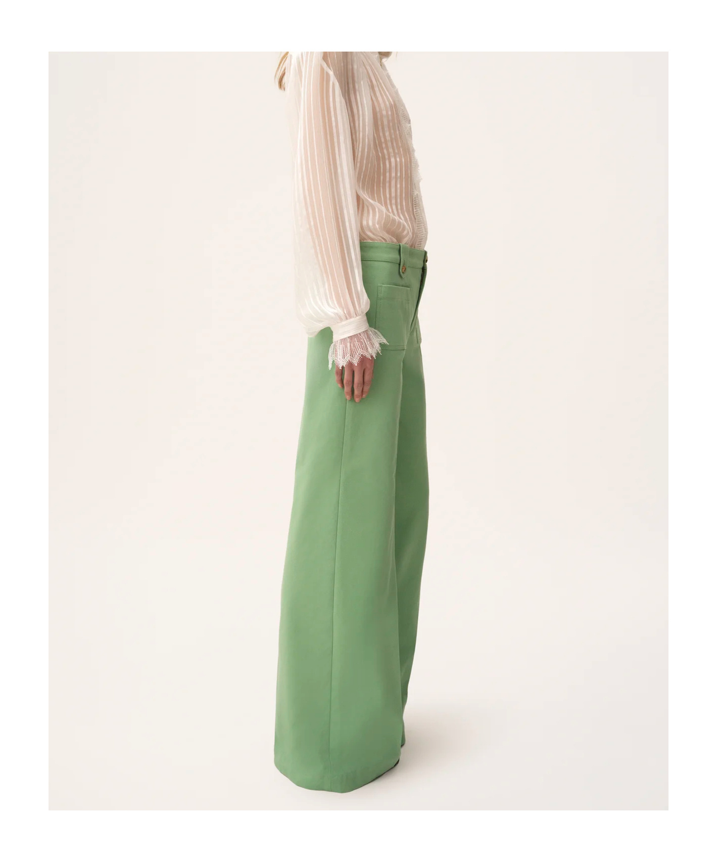 Chloé Flared Pants In Cotton Canvas In Green