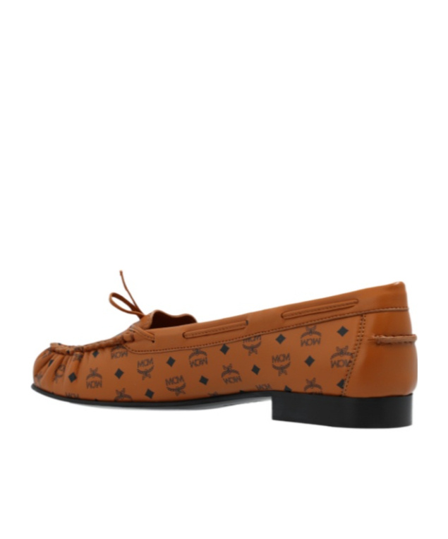 Mcm Monogram Moccasin In Lamb Leather In Brown