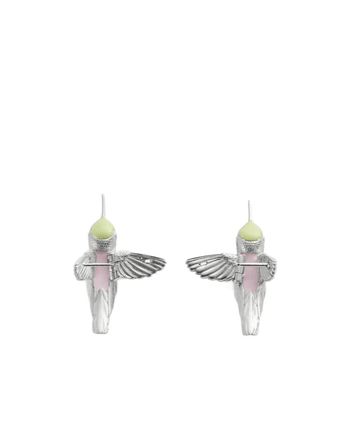 Bottega Veneta Hummingbird Earrings In Gray