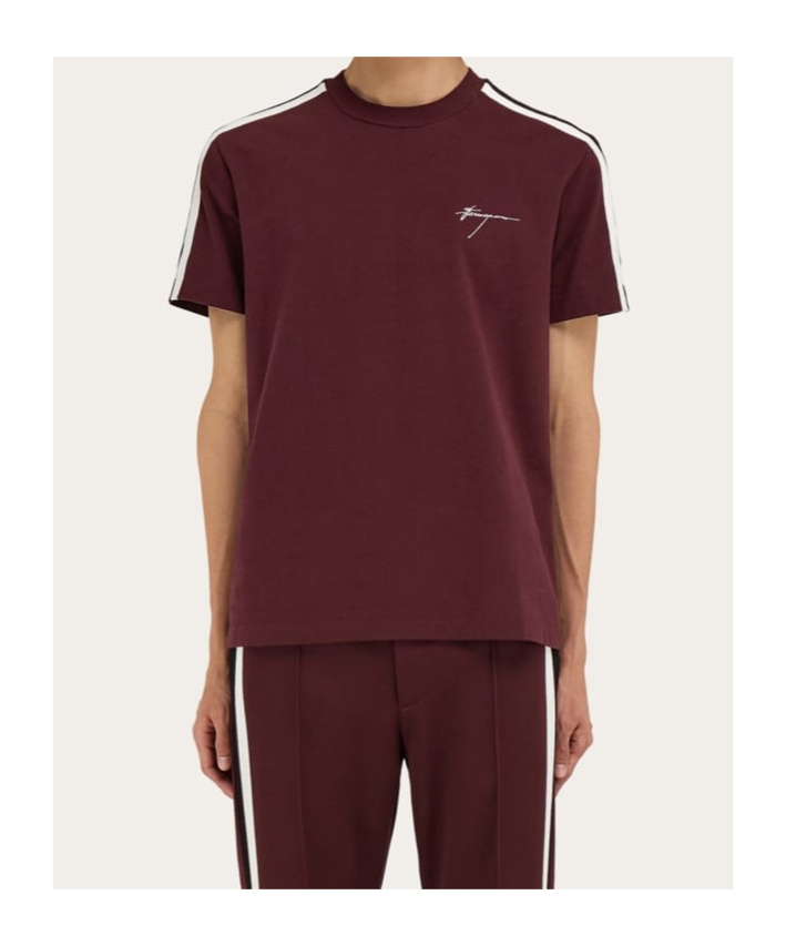 Ferragamo Signature Embroidered Short-sleeved T-shirt In Red