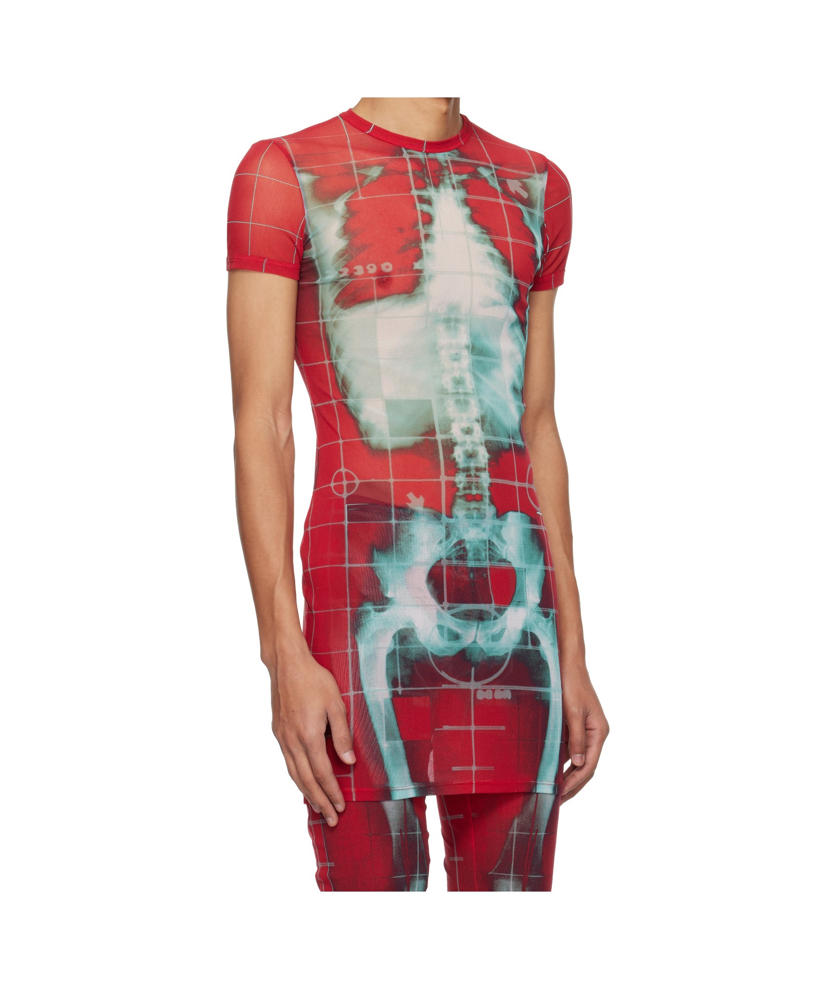 Jean Paul Gaultier Ssense Exclusive Red & Blue Squeletor Mini Dress T-shirt In Red