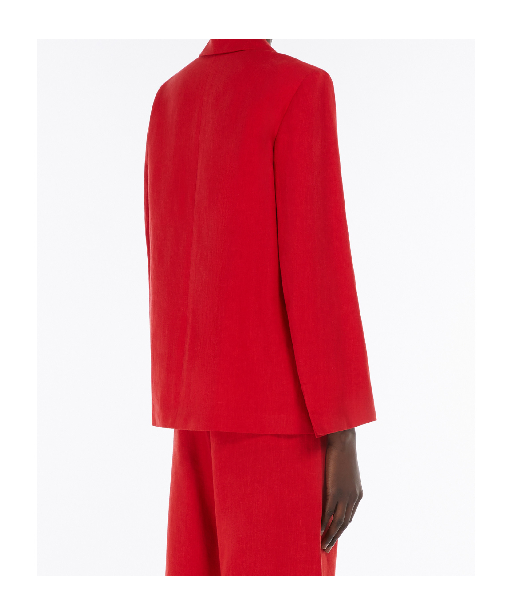 Shop Max Mara Single-breasted Linen Jacket In Red