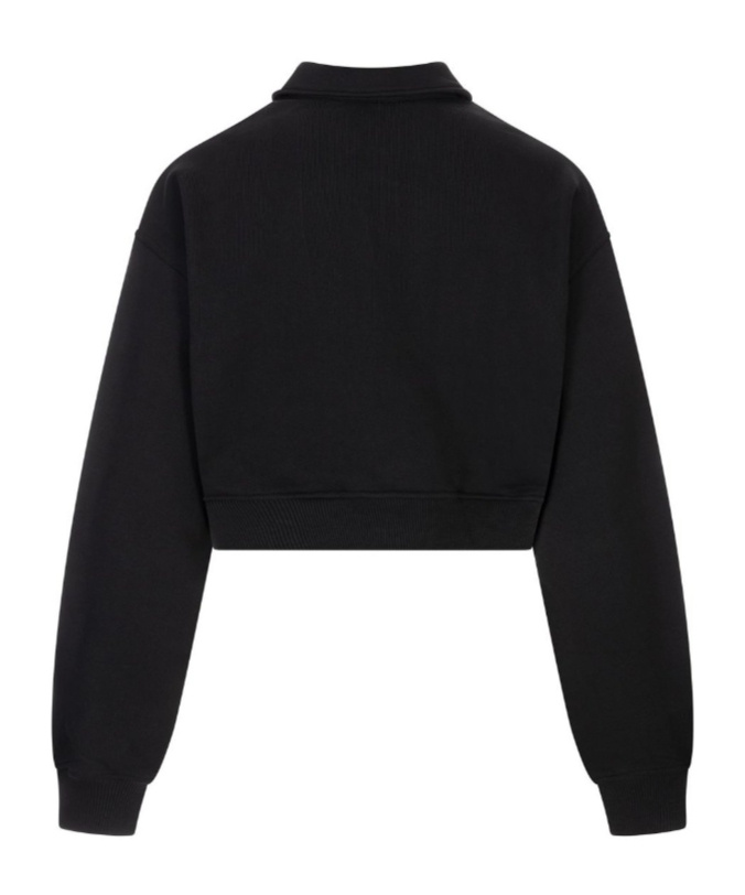 Msgm 3d Follow The Rabbit Embroidery Cropped Sweatshirt In Black
