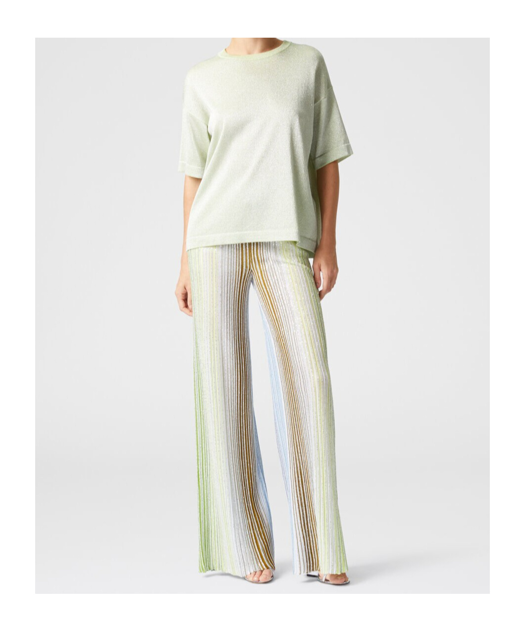 Missoni Sequined Striped Wide-leg Pants In White