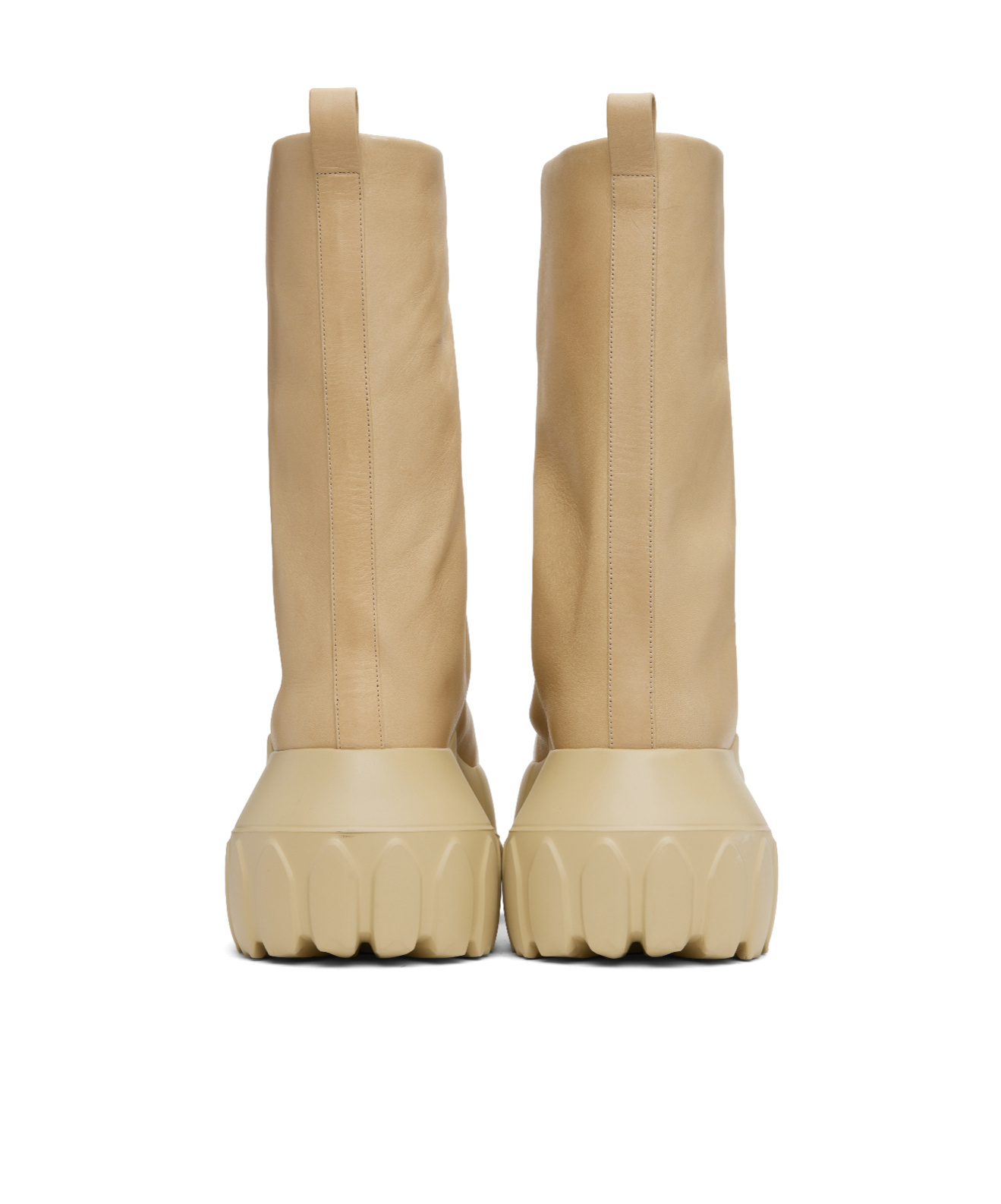 Rick Owens Beige Hollywood Flared Mega Tractor Boots In Nude