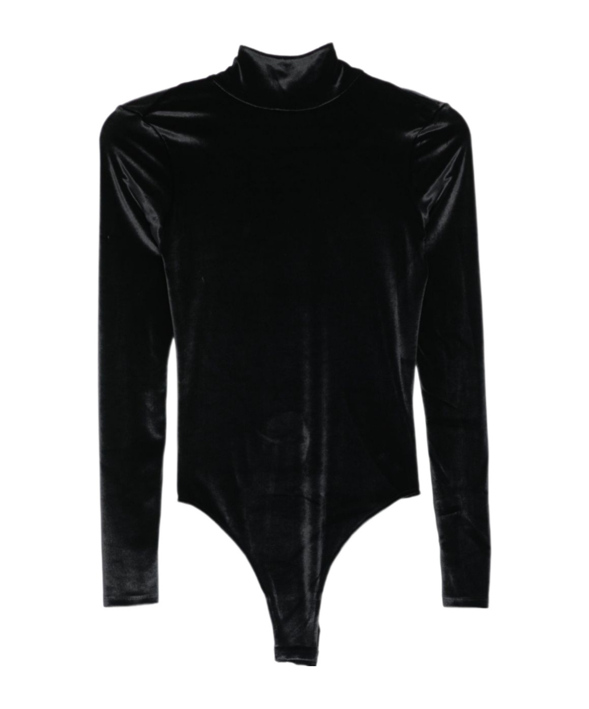 Mugler High-neck Velvet Bodysuit In Black