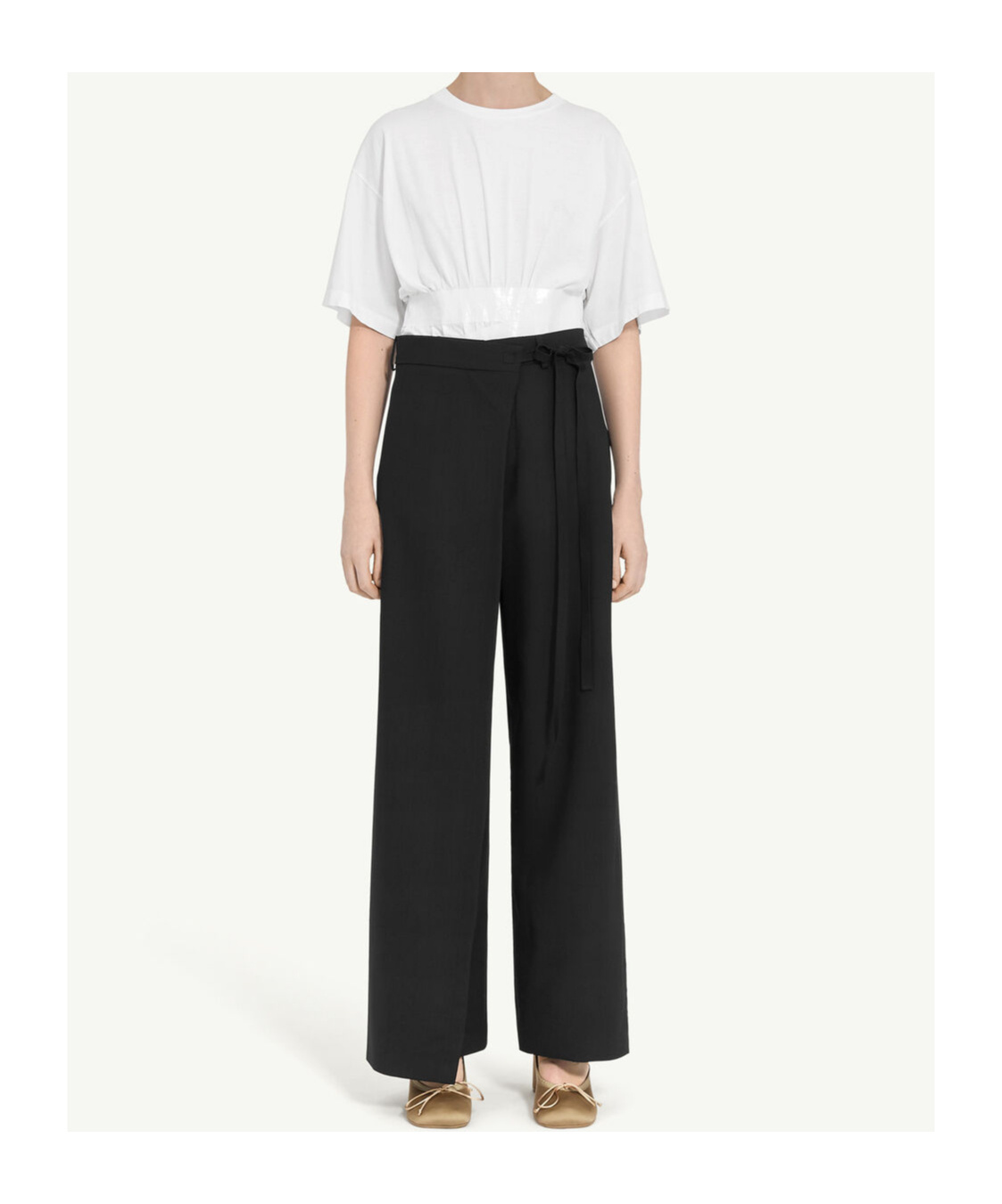 MM6 MAISON MARGIELA SINGLE-STITCH LOGO FLARED TROUSERS