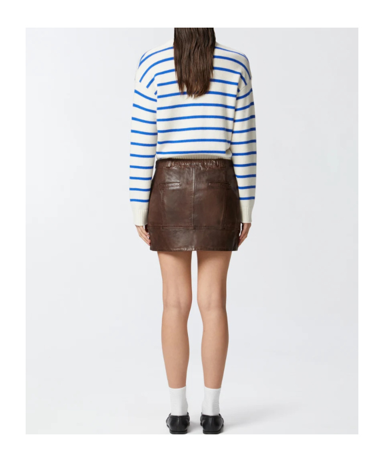 Pinko Leather Mini Skirt With Pockets In Brown