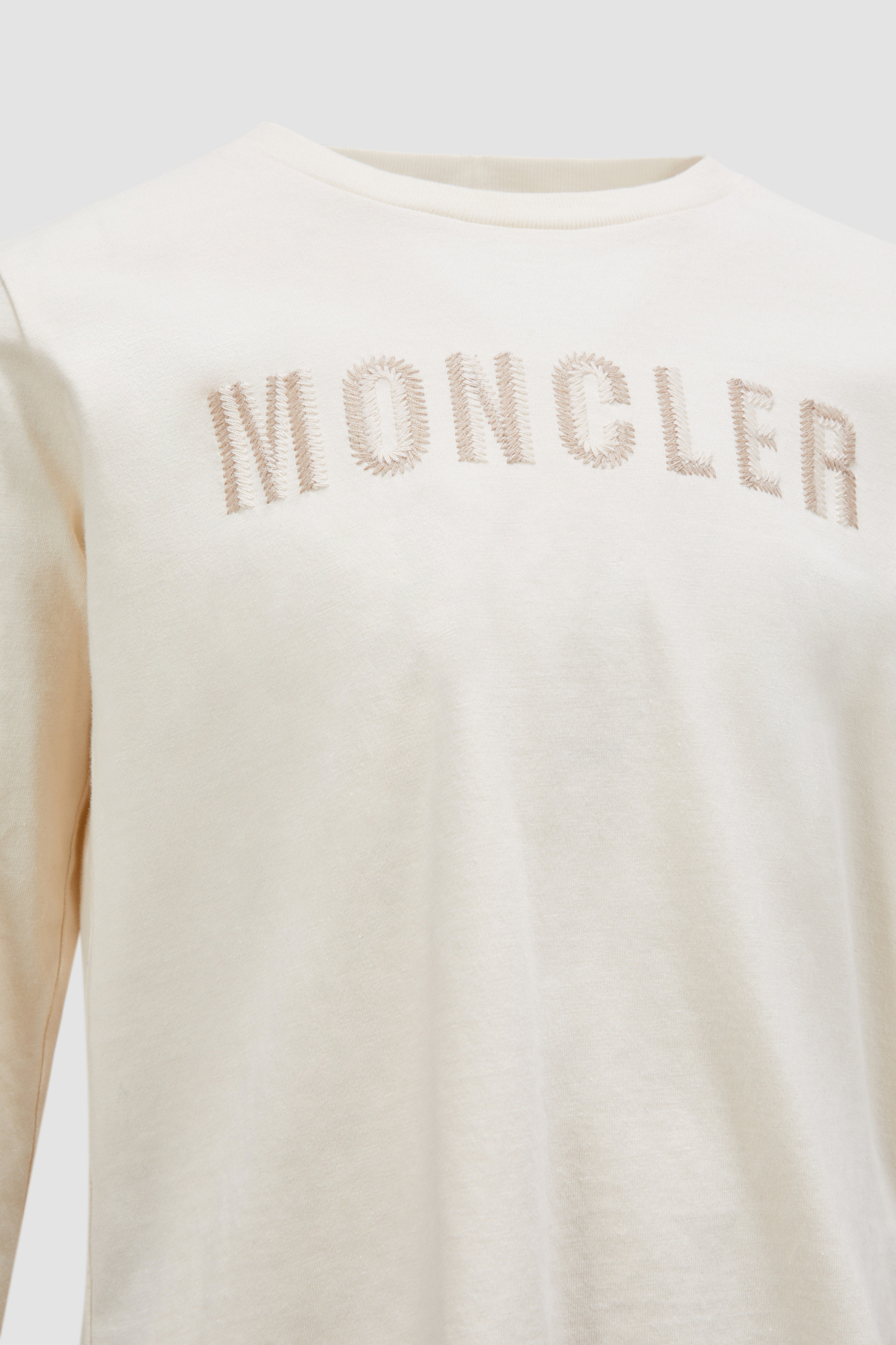 Moncler Embroidery Logo Round Collar Long-sleeved T-shirt In Nude