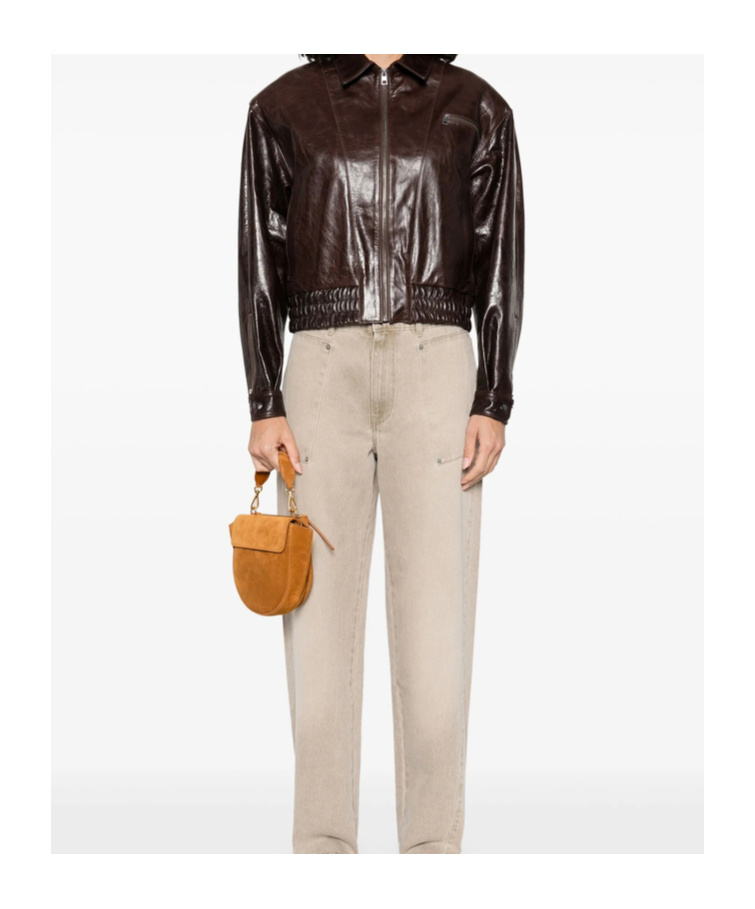 Paloma Wool Long-sleeved Leather Jacket In Brown