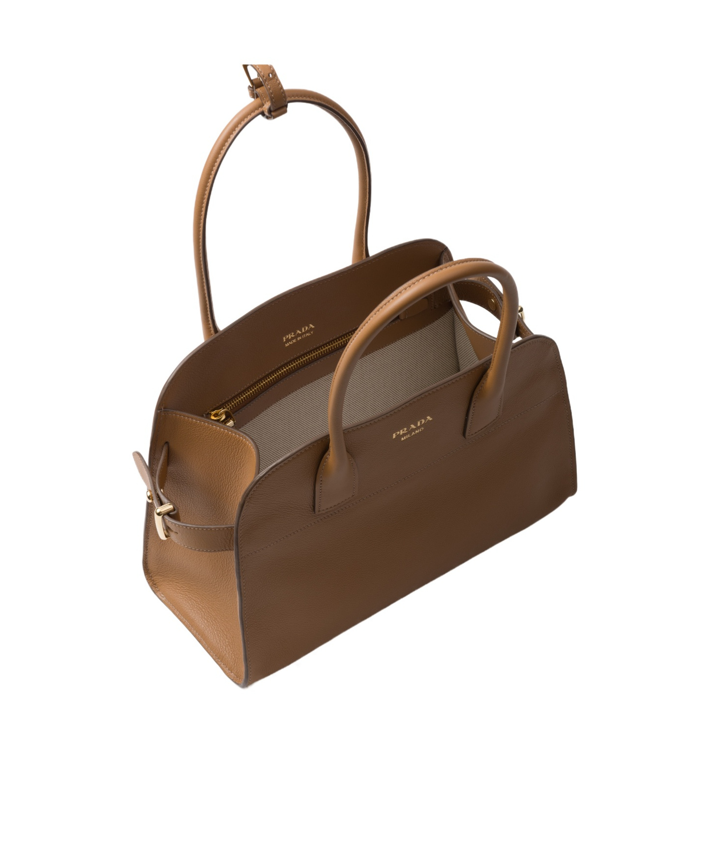 Prada Medium Leather Tote Bag In Brown
