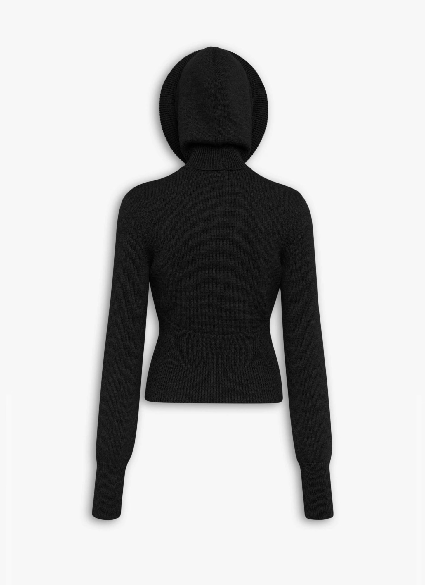 Alaïa Ribbed Sweater With Sculptural Hoodie Clothing In Black