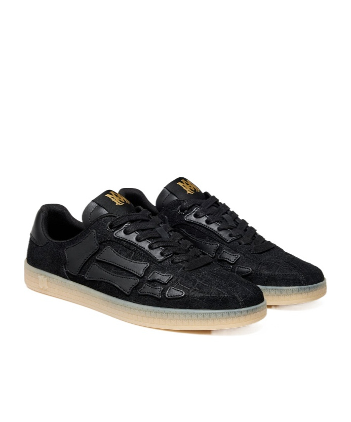Amiri Pacific Bones Crocodile-effect Suede Sneakers In Multi