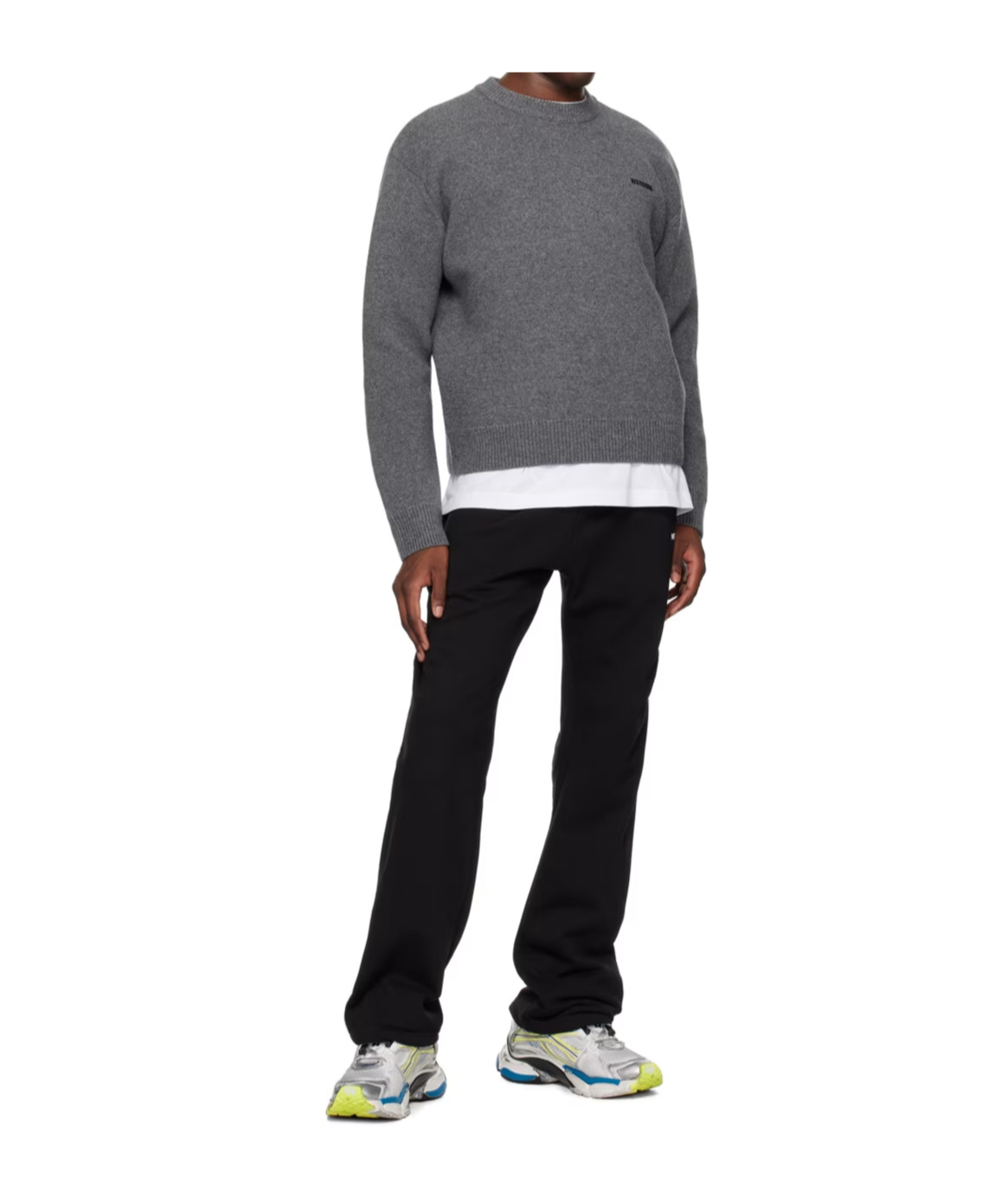 We11 Done Gray Embroidered Sweater In Black