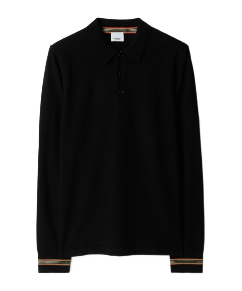 BURBERRY LAPEL LONG-SLEEVED SWEATER