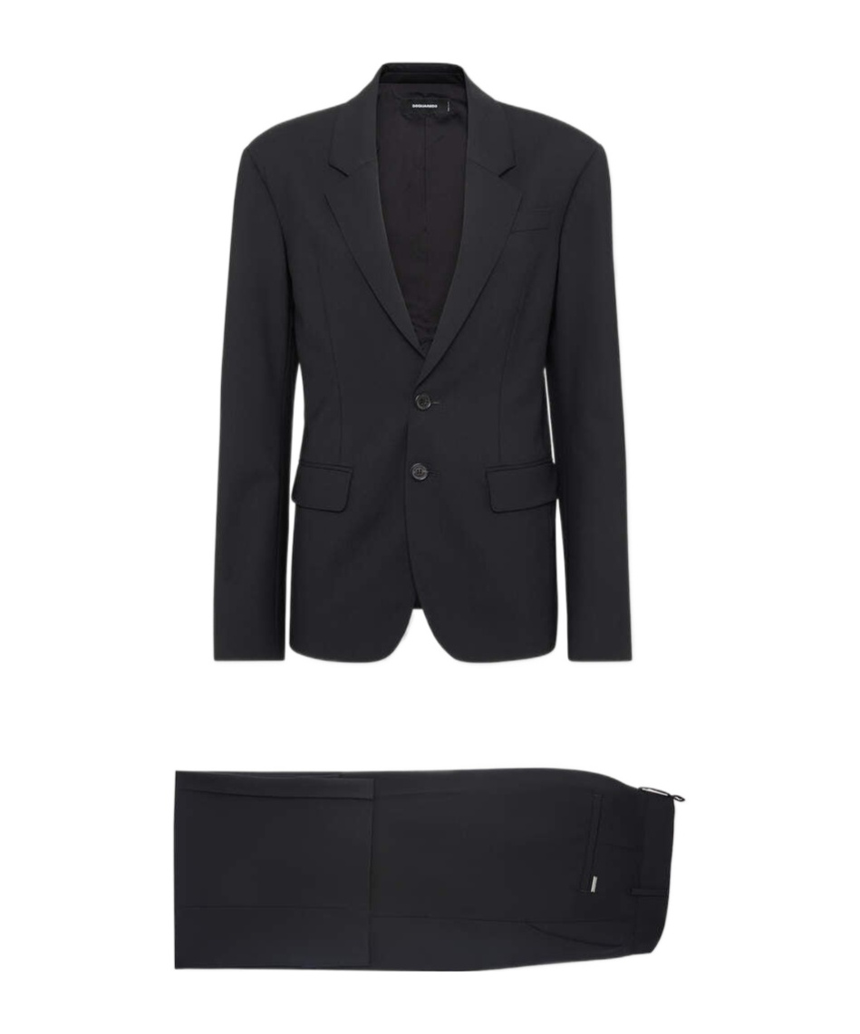 Dsquared2 Long-sleeved Suit Coat And Trouser Set In Black
