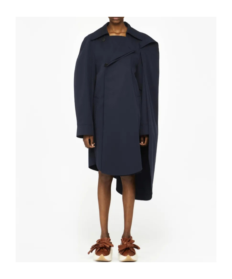 Jw Anderson Asymmetric Cape Trench Coat In Black