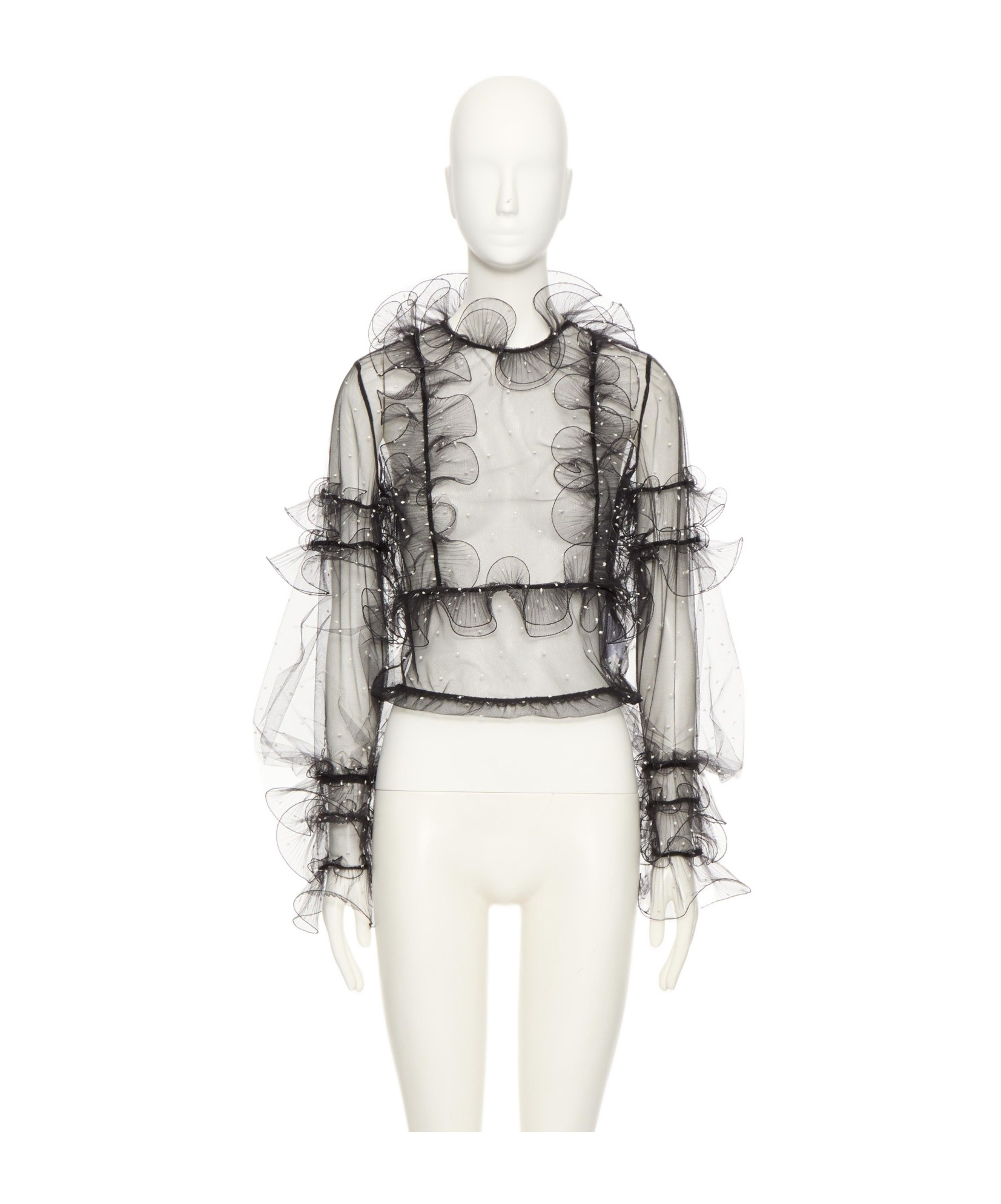 Valentino Long-sleeved Blouse In Black/ivory