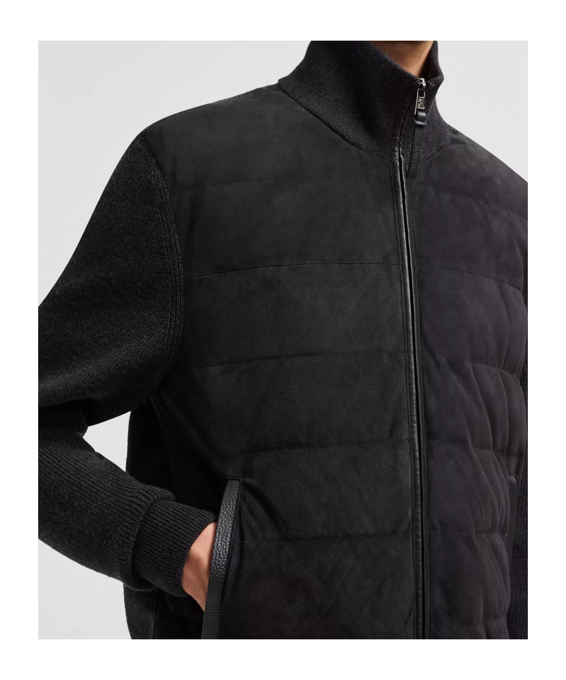 Moncler Wool Zipper Cardigan In Black