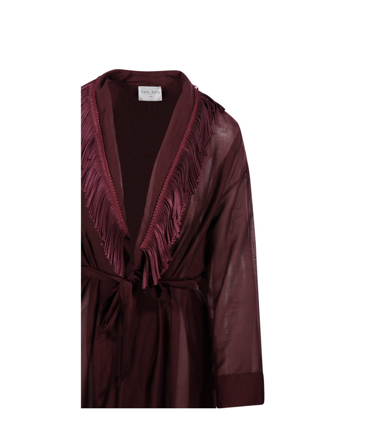 FORTE FORTE V-NECK FRINGE COTTON SILK DRESS 