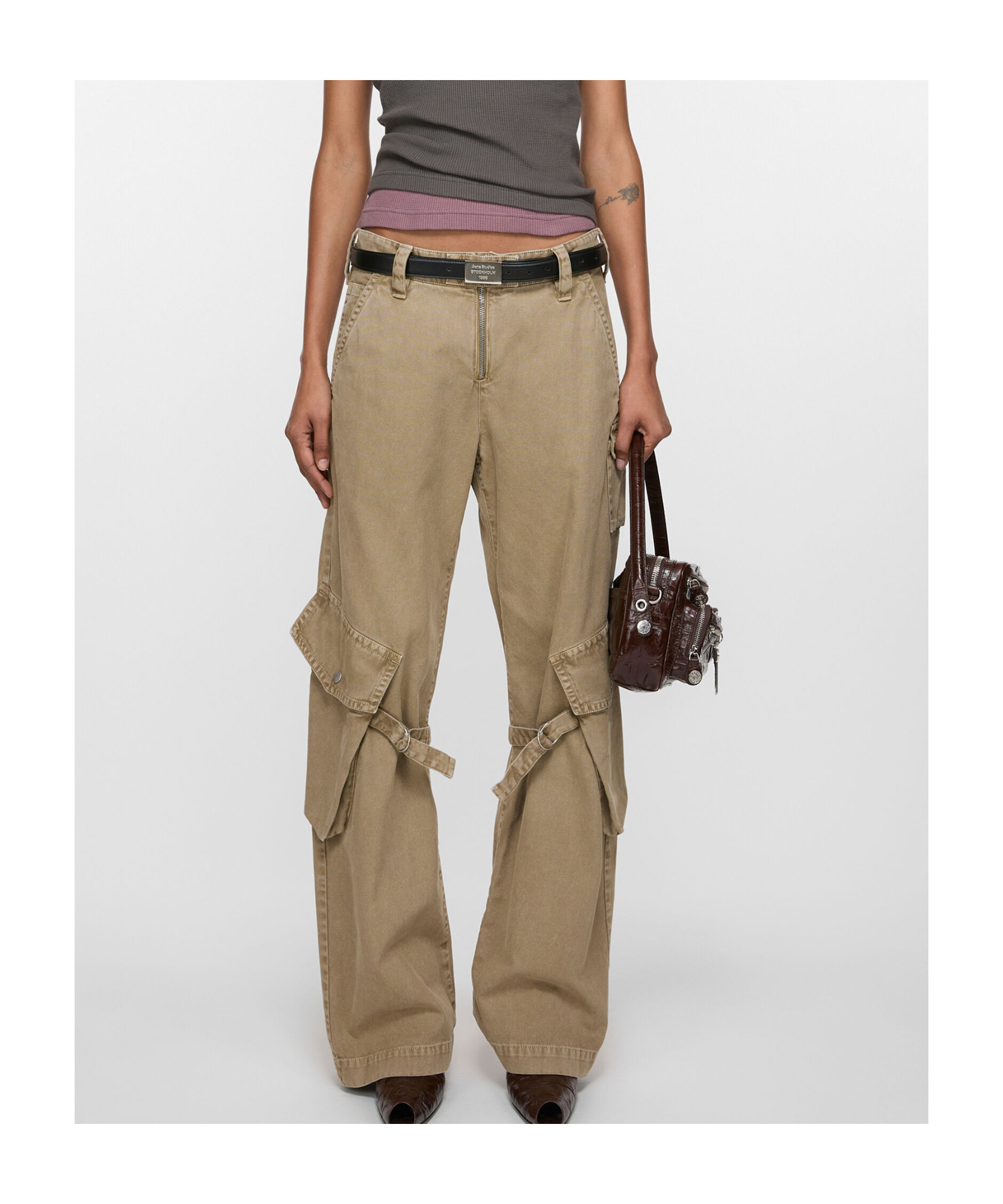 Acne Studios Strap-detail Cargo Trousers In Green