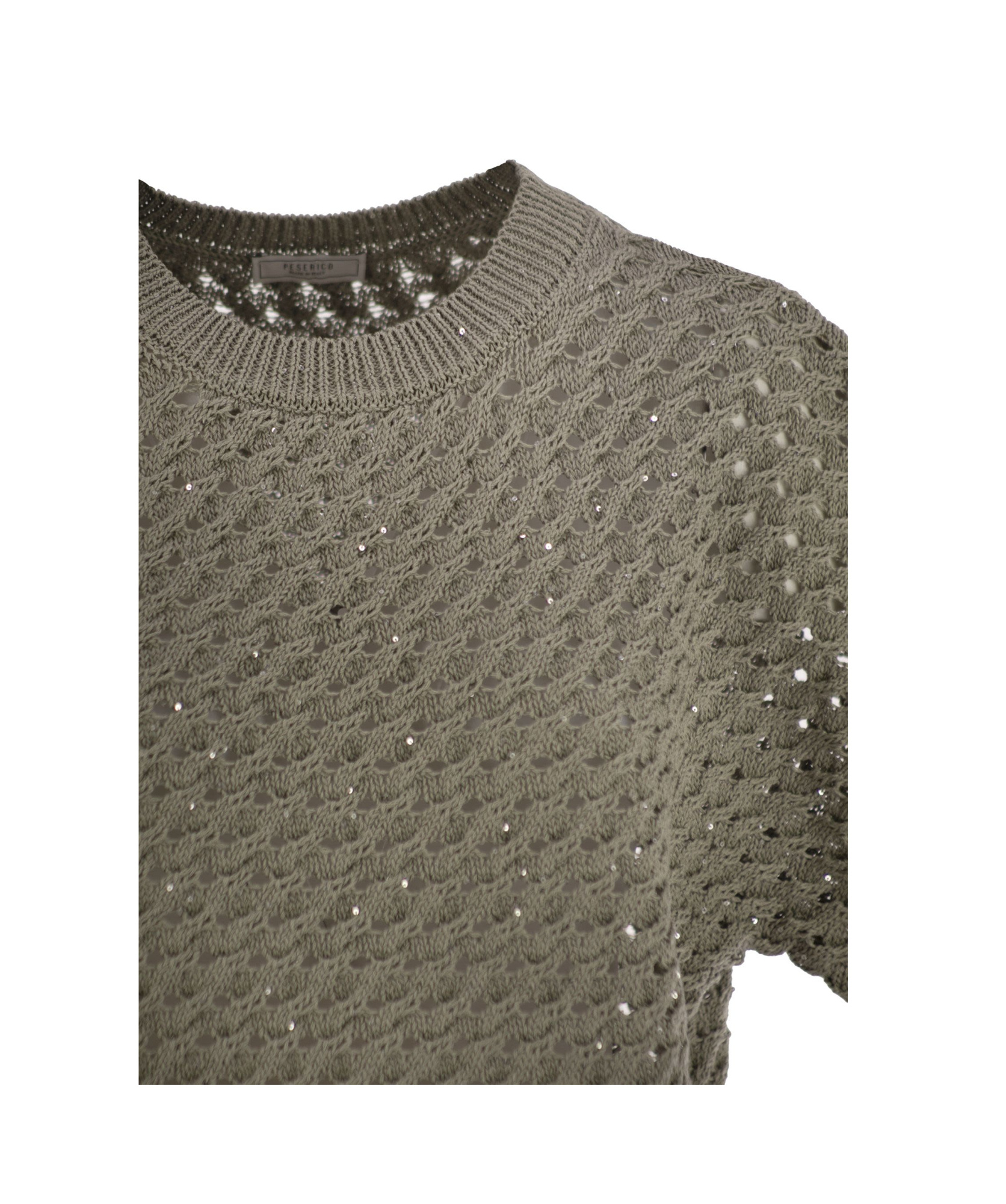 Peserico Cotton Cordonnet Jumper With Sequins In Gray