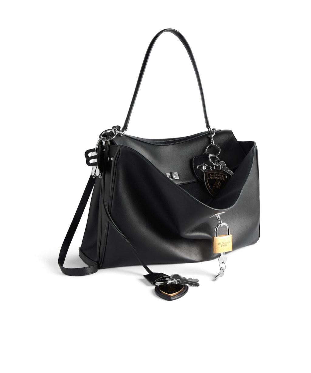 Balenciaga Men's   Automobili Lamborghini Rodeo Handbag Large With Charms In Black
